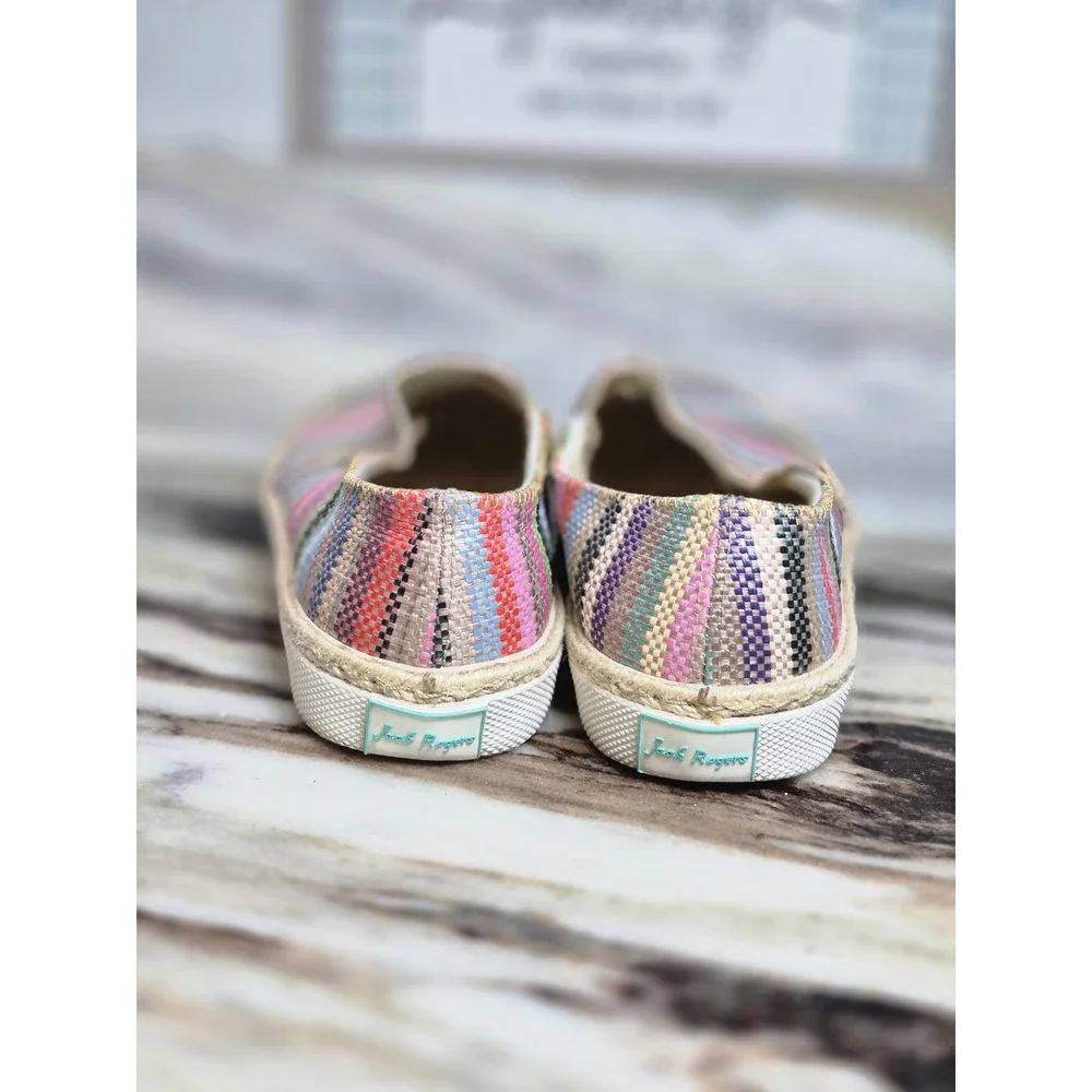 Jack‎ Rogers Tucker 8M Multi Color Striped Woven Espadrille Slip On Sneakers